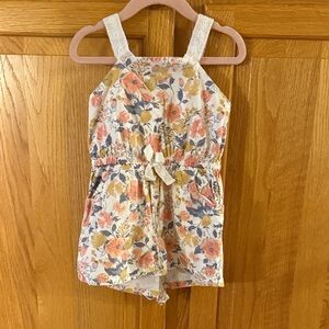 Tommy Bahama Floral Kids Romper - Cream and Orange